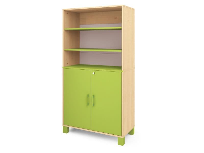 Étagère orange avec porte