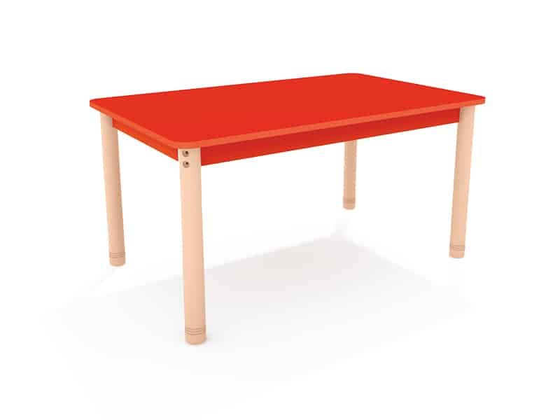 Table en bois rectangulaire classique Couleur rouge dessus et bord