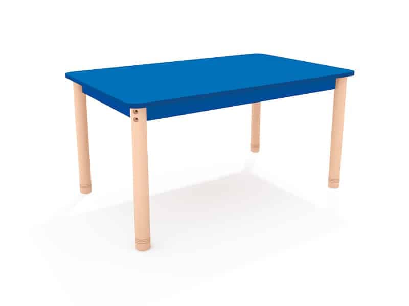 Table en bois rectangulaire classique Couleur bleu bord et dessus