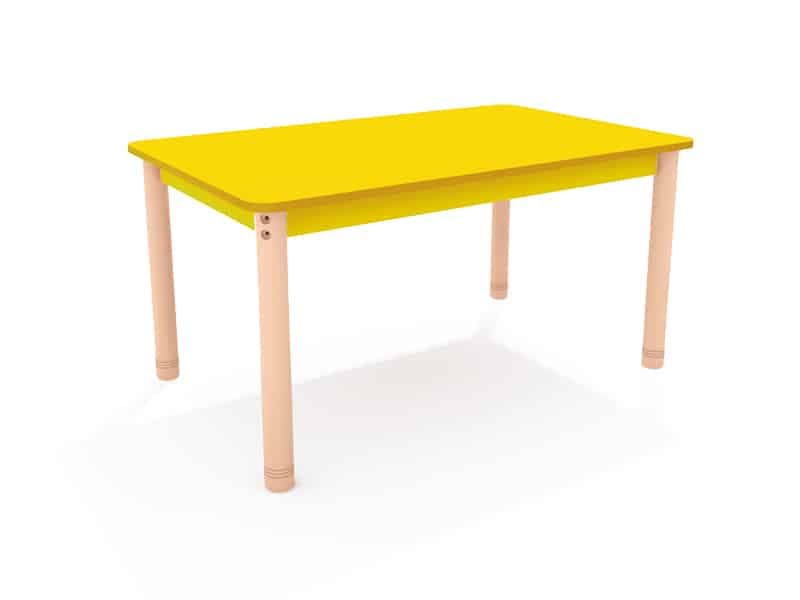 Table en bois rectangulaire classique Couleur et Bord dessus jaune